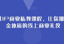 女性IP商业私教课程，让你拥有吸金体质的线上商业礼仪