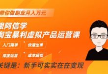 跟阿信学淘宝暴利虚拟产品运营课，入门简单，快速出单，带你做副业月入万元