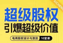 超级股权引爆超级价值，电商股权设计与激励10堂线上课