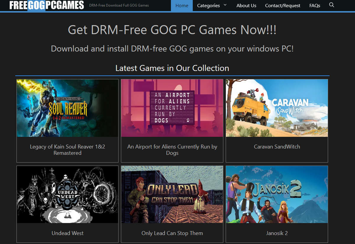 Freegogpcgames（Free GOG PC Games），GOG 平台游戏磁力下载站