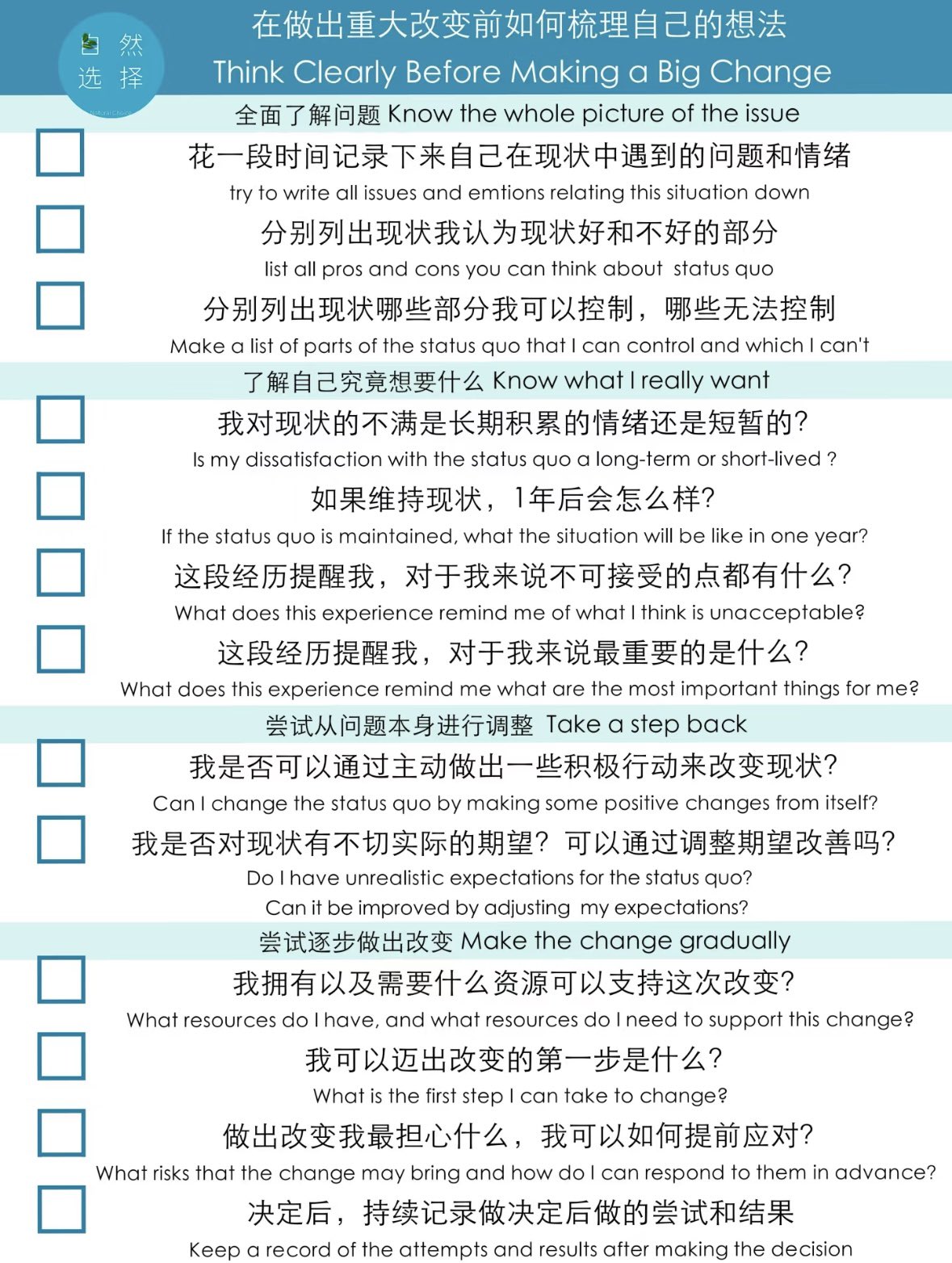 在做出重大改变前如何梳理自己的想法