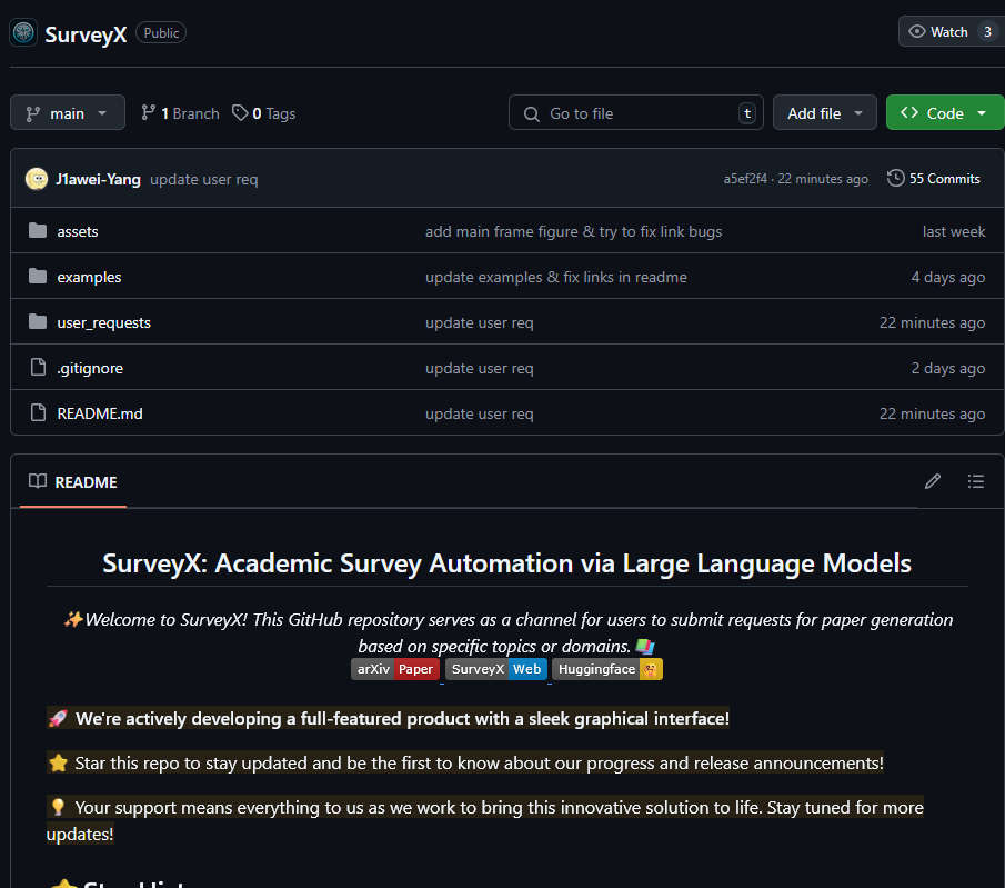 SurveyX，学术调研自动化工具，利用大型语言模型快速生成高质量学术综述