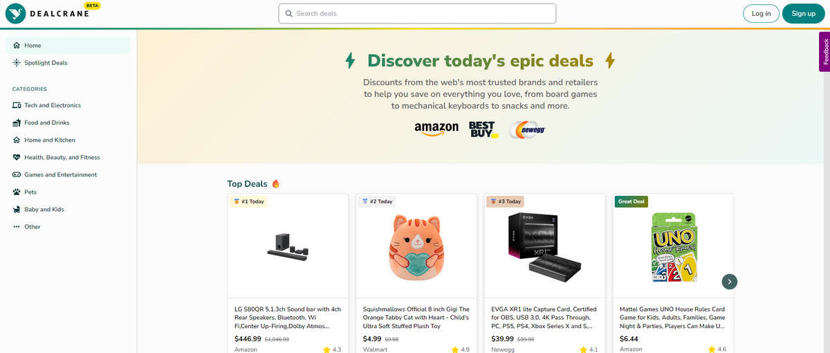 DealCrane，发现Amazon、BestBuy、NewEgg每日最新优惠活动，美国版“什么值得买”