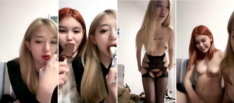 颜值姐妹花双女诱惑！性感连体网袜，道具轮番上阵