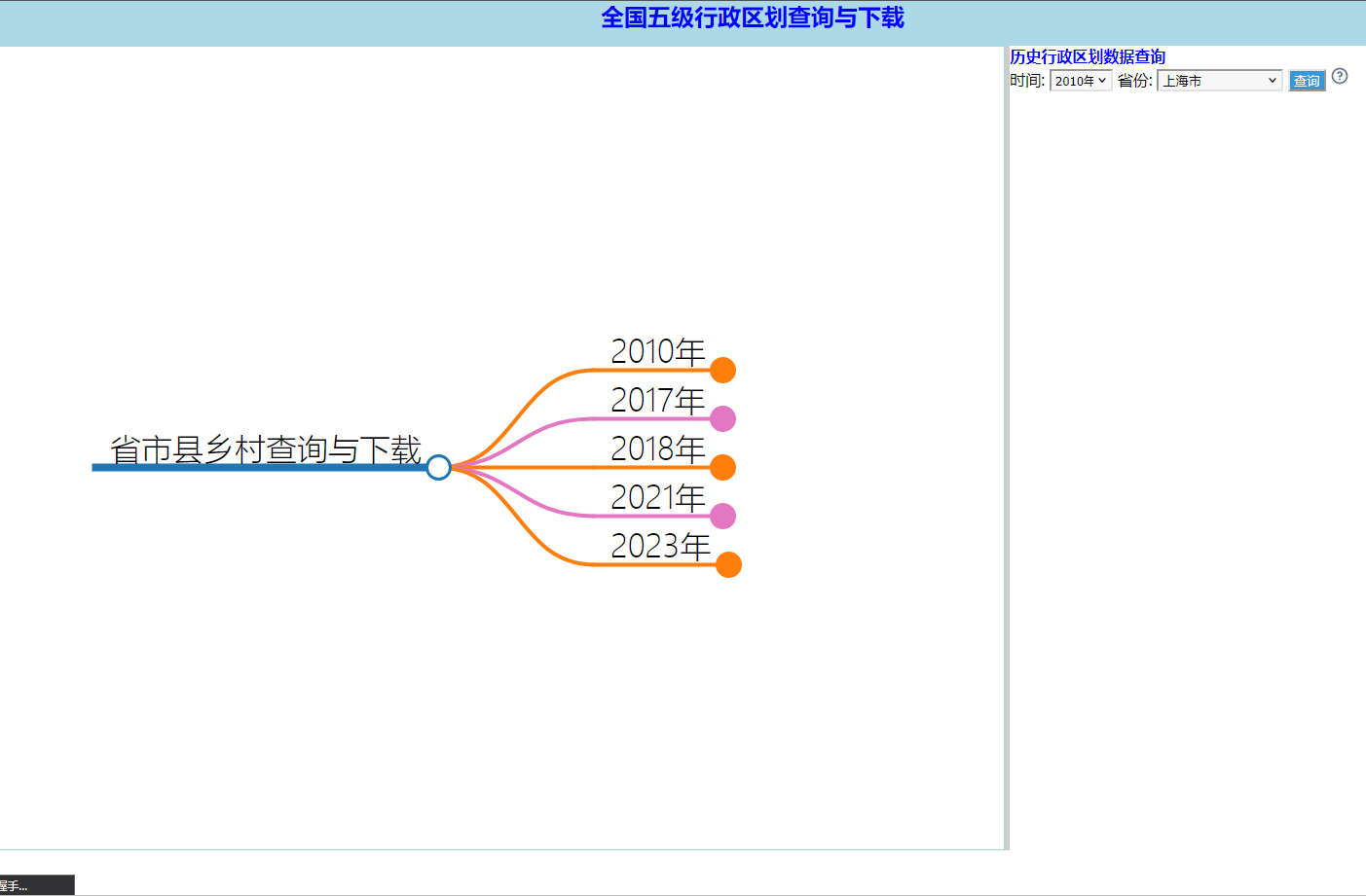 中国五级行政区划查询与下载，中国五级行政区划查询工具，可以查询中国省、市、县、乡镇和村的区划数据