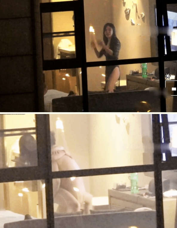 【五星级酒店窗外偷拍】超大奶丰满少妇和情趣旗袍美女
