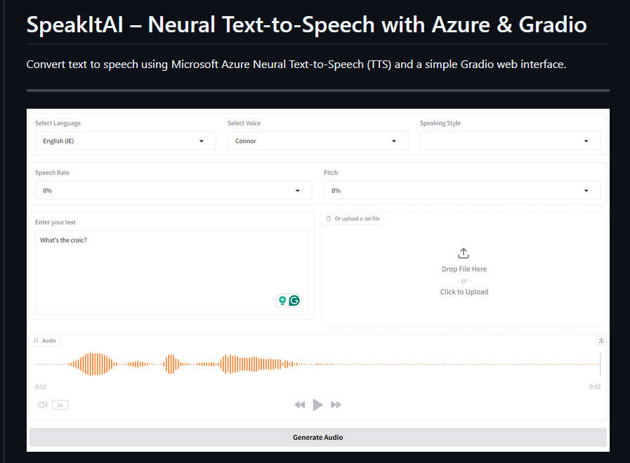 SpeakItAI，使用 Microsoft Azure Neural Text-to-Speech  将文本转换为语音的开源应用