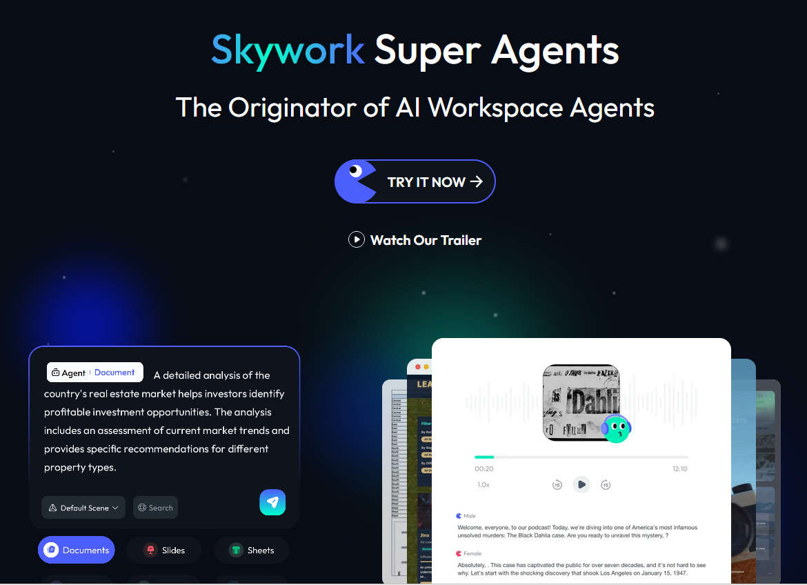 Skywork Super Agent，昆仑万维的基于 Deep Research 的 AI Office 智能体
