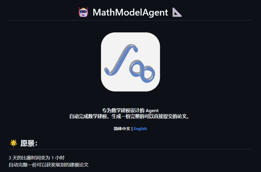MathModelAgent，专为数学建模设计的 Agent ,自动完成数学建模，生成一份完整的可以直接提交的论文