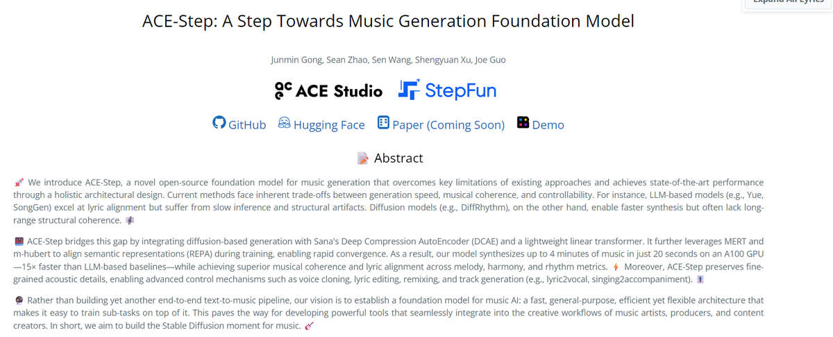 ACE-Step，开源音乐生成模型，效果比肩Suno