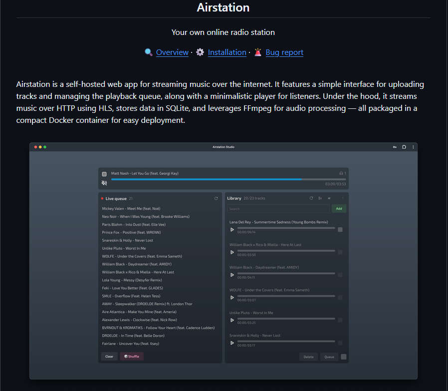 Airstation，开源自托管网络电台
