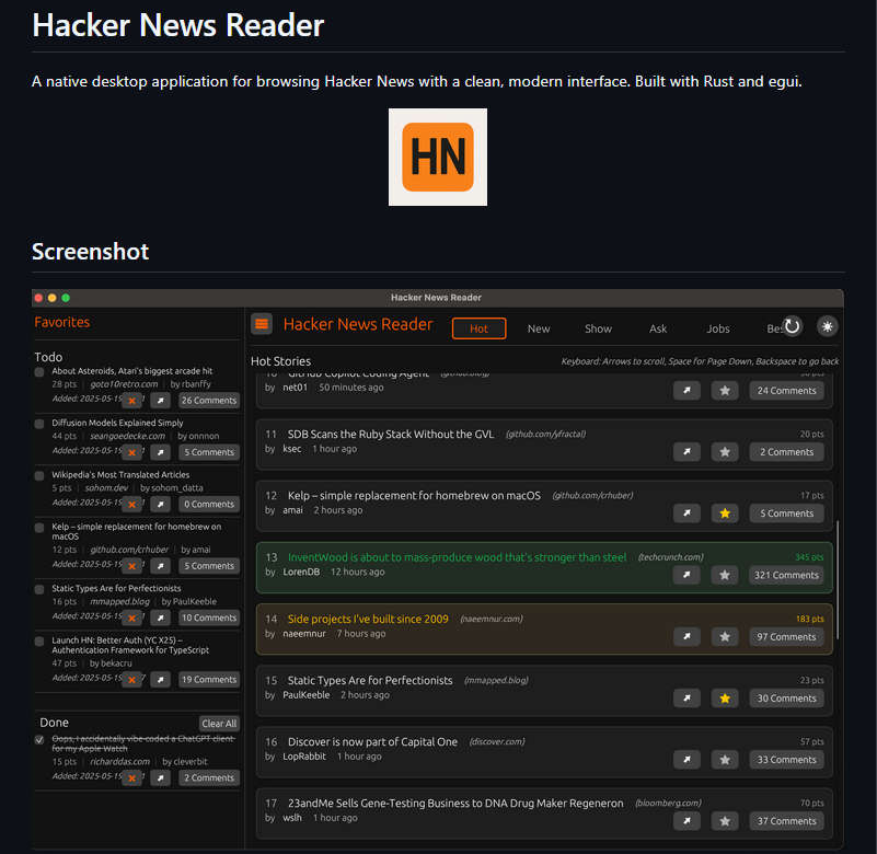 Hacker News Reader，原生 Hacker News 阅读器，带集成的待办/已完成追踪功能