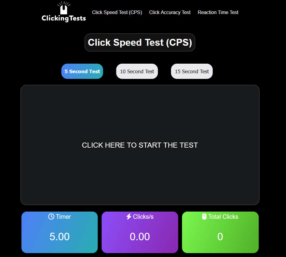 Clicking Tests，在线鼠标点击速度、点击准确度、反应时间测试工具