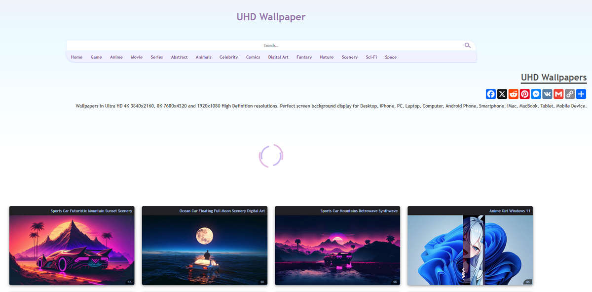 UHD Wallpaper，免费4K、8K壁纸资源站，提供PC/移动端版本壁纸