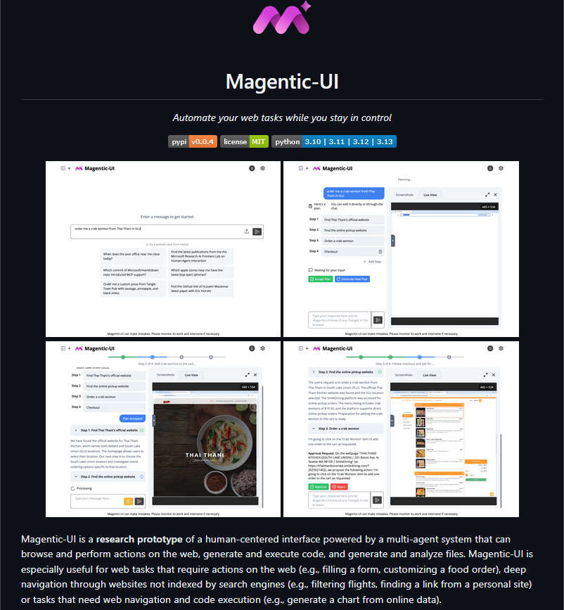 Magentic-UI，微软开源的人机协作的网页自动化系统，能够理解用户意图并自动执行网页操作