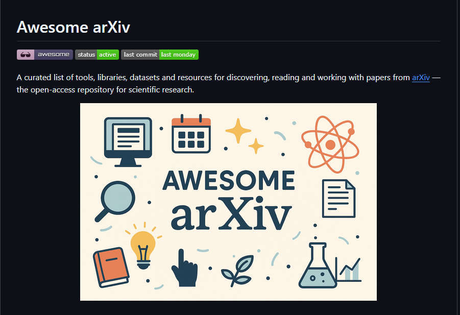 Awesome arXiv，精选arXiv相关的工具、库、数据集和资源列表