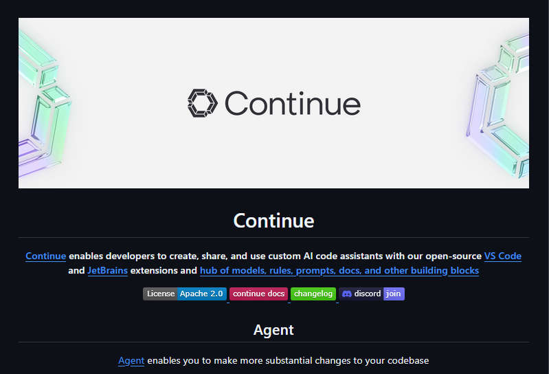 Continue，开源AI编程IDE，提供VSCode、JetBrains扩展