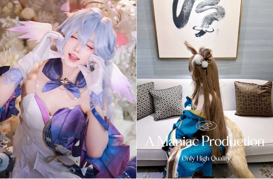 星之守护卡莎&菲谢尔COS 优菈 ，模特身材尤物女神颜值党福利