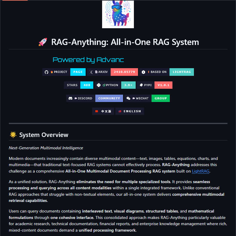 RAG-Anything，一体化多模态文档处理系统