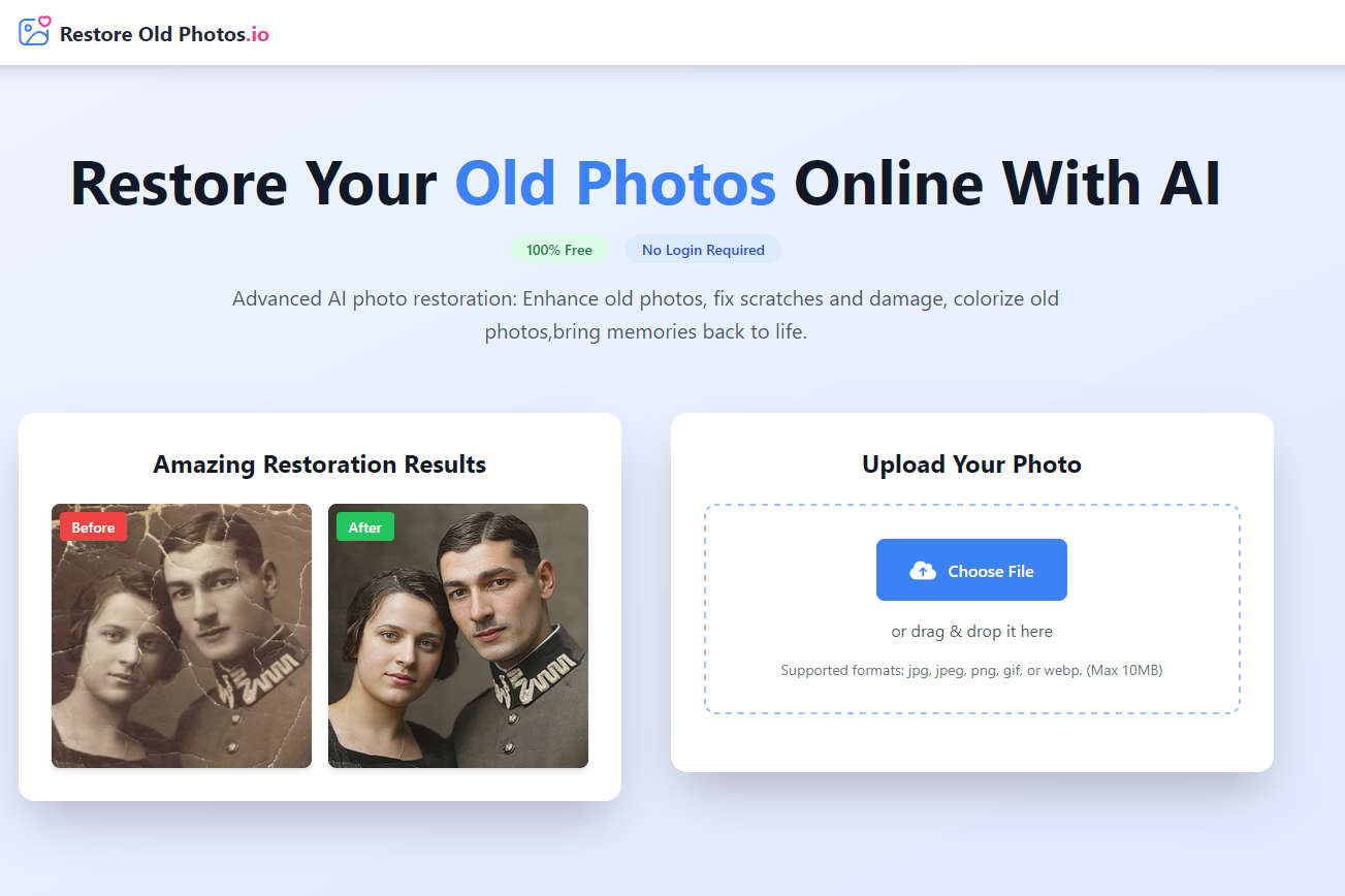 Restore Old Photos，AI修复老照片服务，效果不错，基于Flux Kontext模型