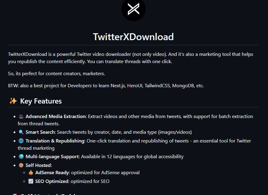 TwitterXDownload，开源在线X视频下载工具