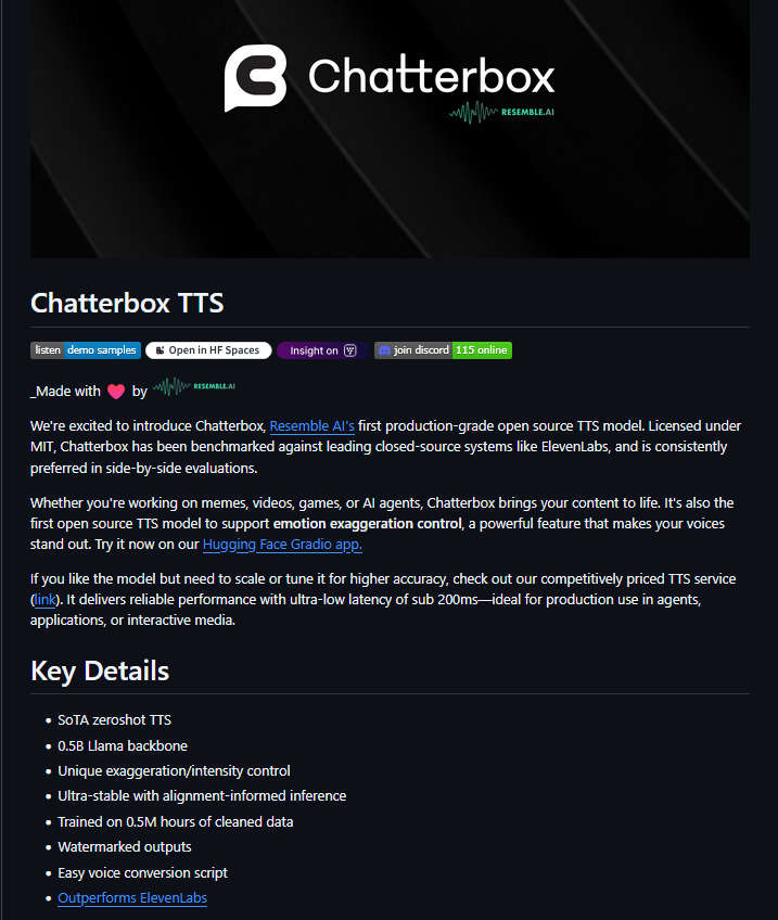 Chatterbox，开源TTS模型，性能媲美ElevenLabs