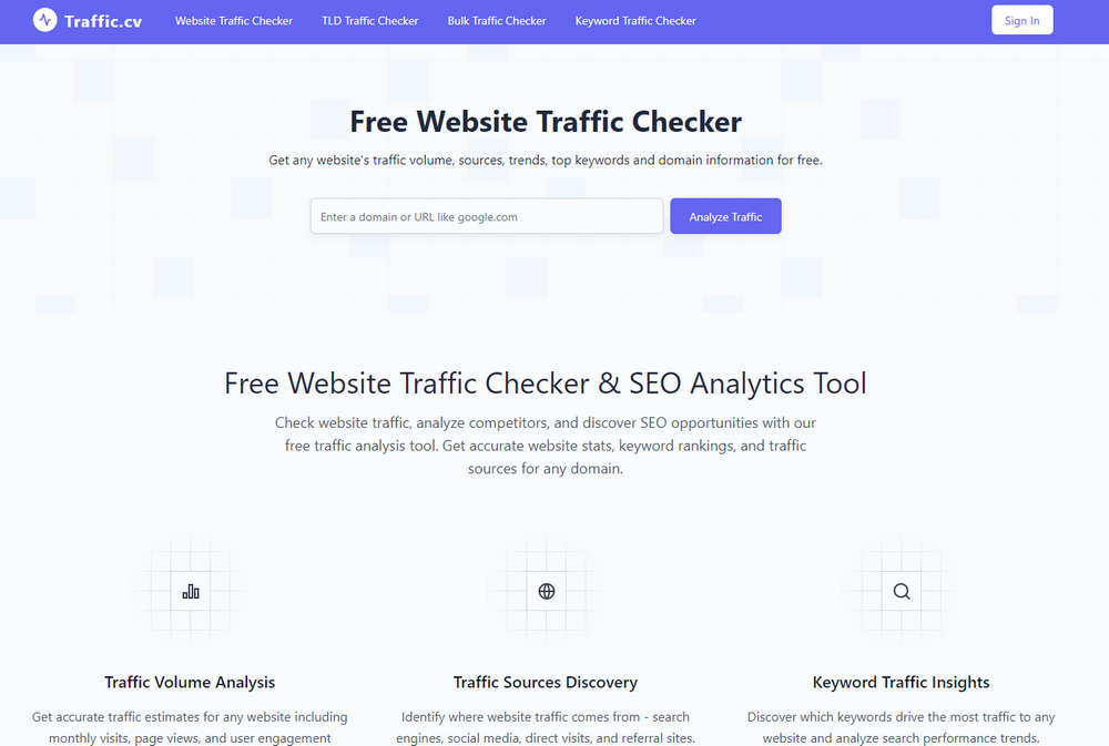 Traffic.cv，免费网站流量查询工具
