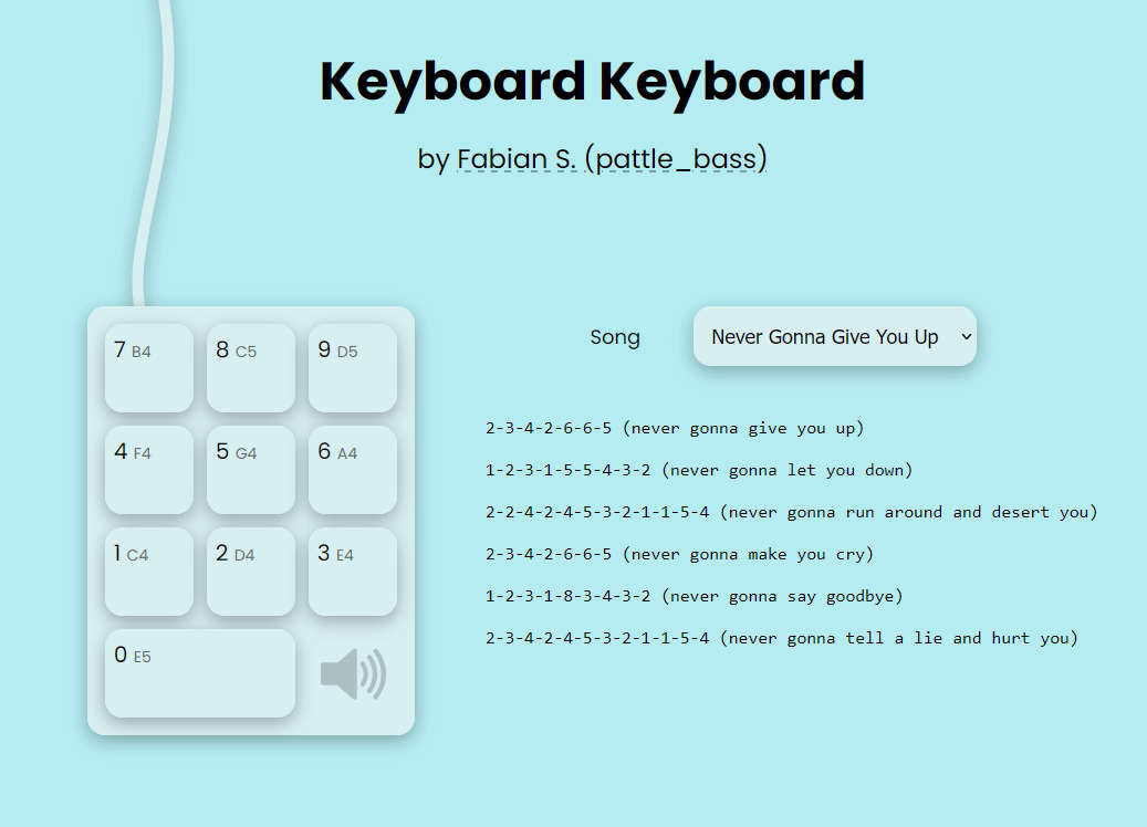 Keyboard Keyboard，使用小键盘数字键盘或数字行键，在浏览器中播放您最喜爱的歌曲