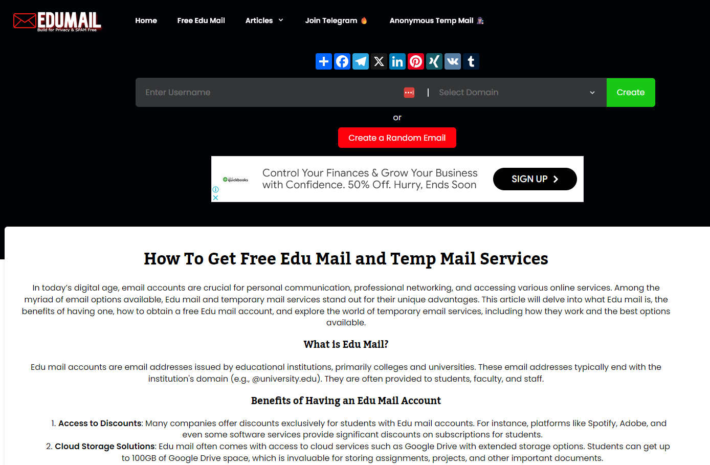 Edu Mail，免费Edu临时邮箱
