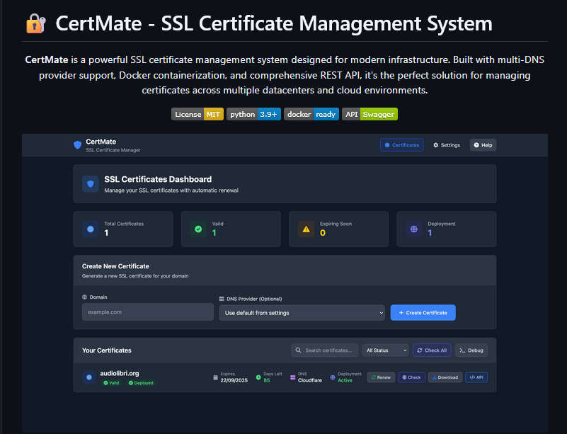 CertMate，SSL 证书管理系统