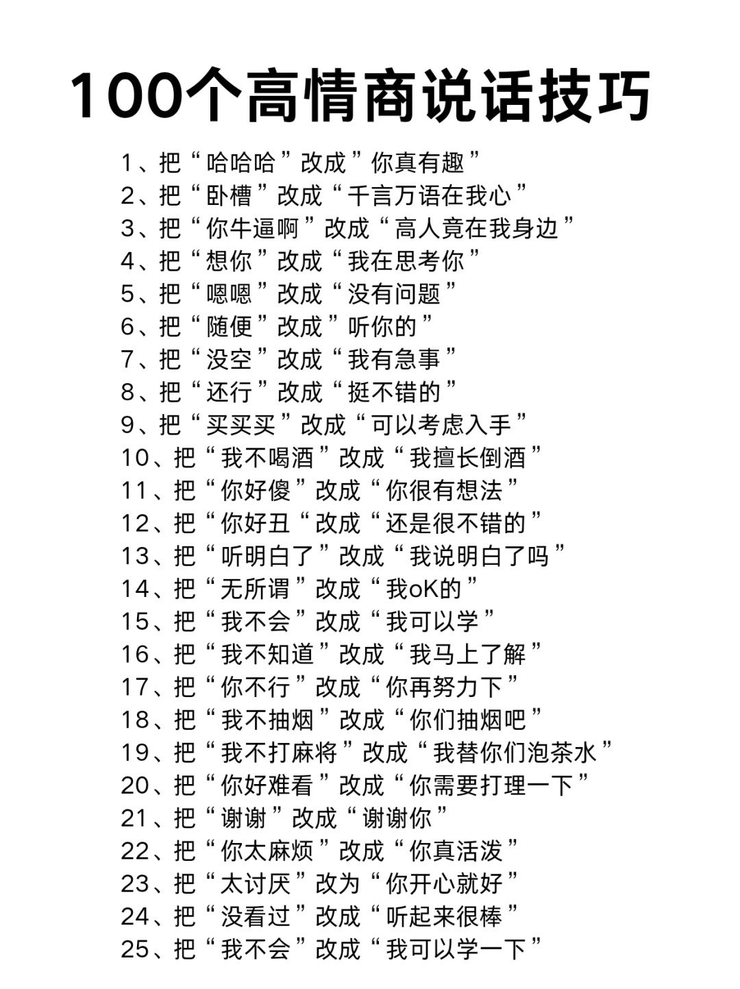 100个高情商说话技巧