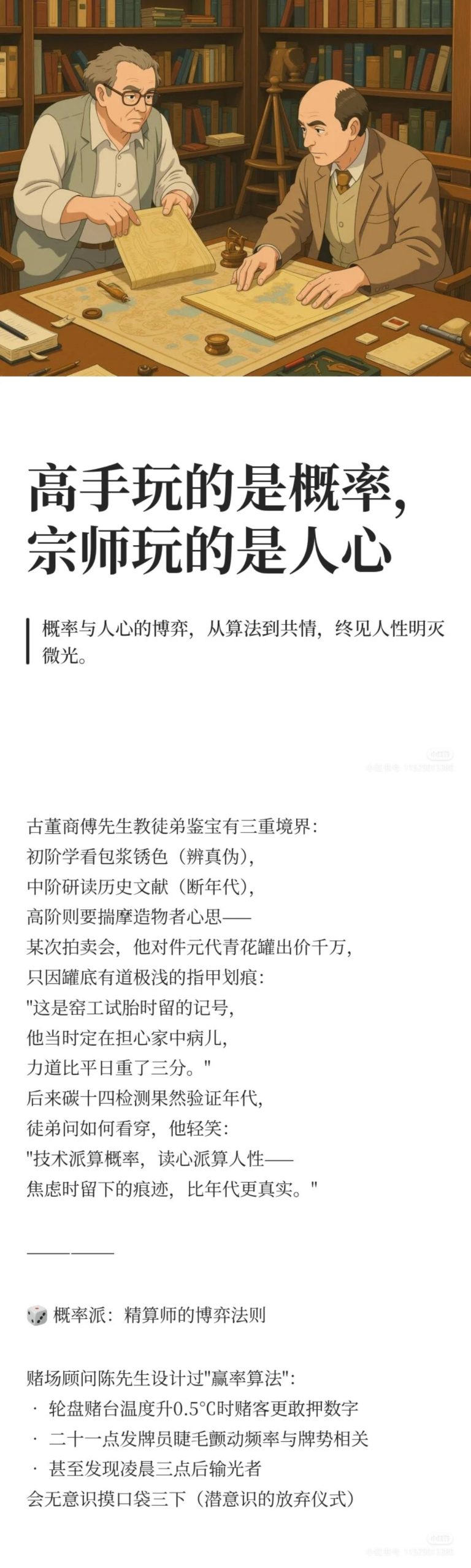 高手玩的是概率，宗师玩的是人心