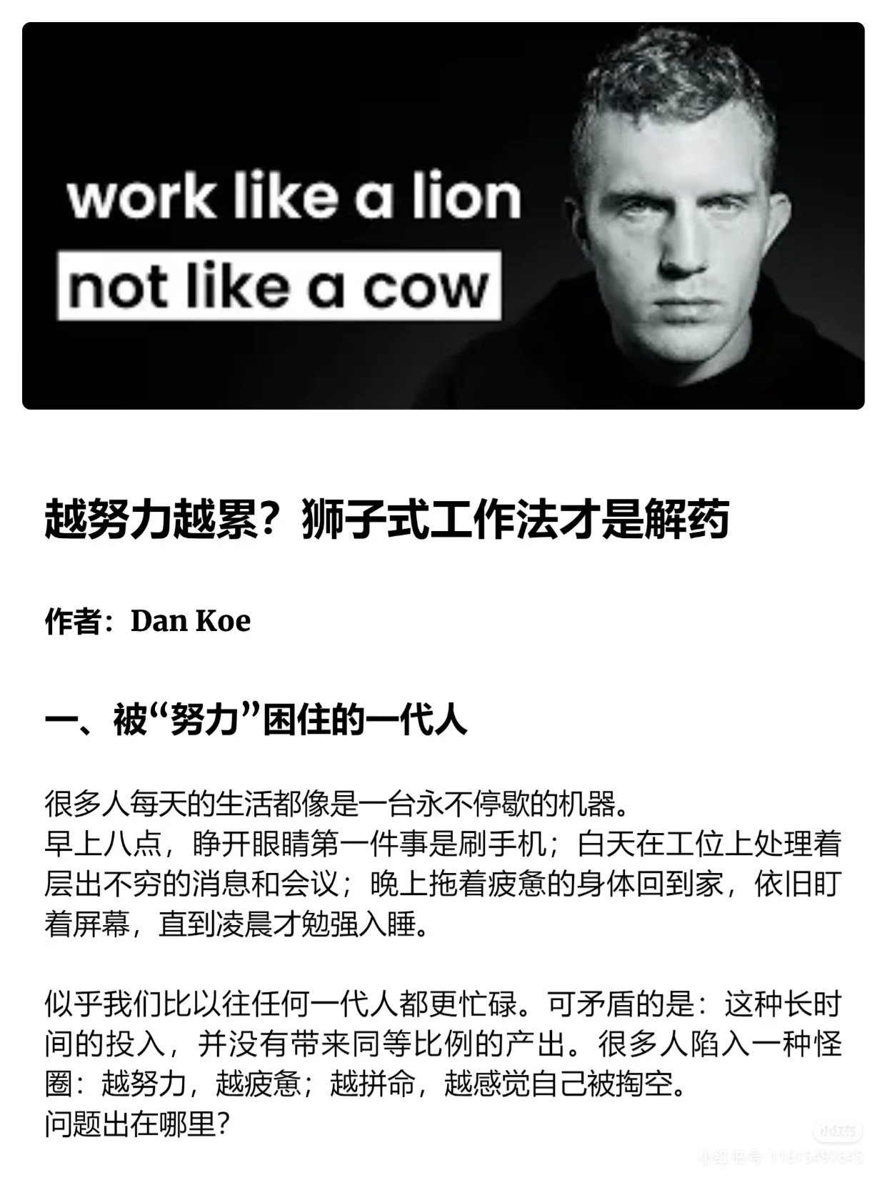 越努力越累！狮子式工作法才是解药！！
