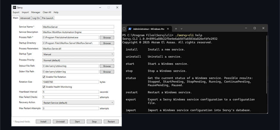 Servy，将任何Windows 应用转换为Windows 服务，NSSM/WinSW/AlwaysUp/FireDaemon 的开源替代