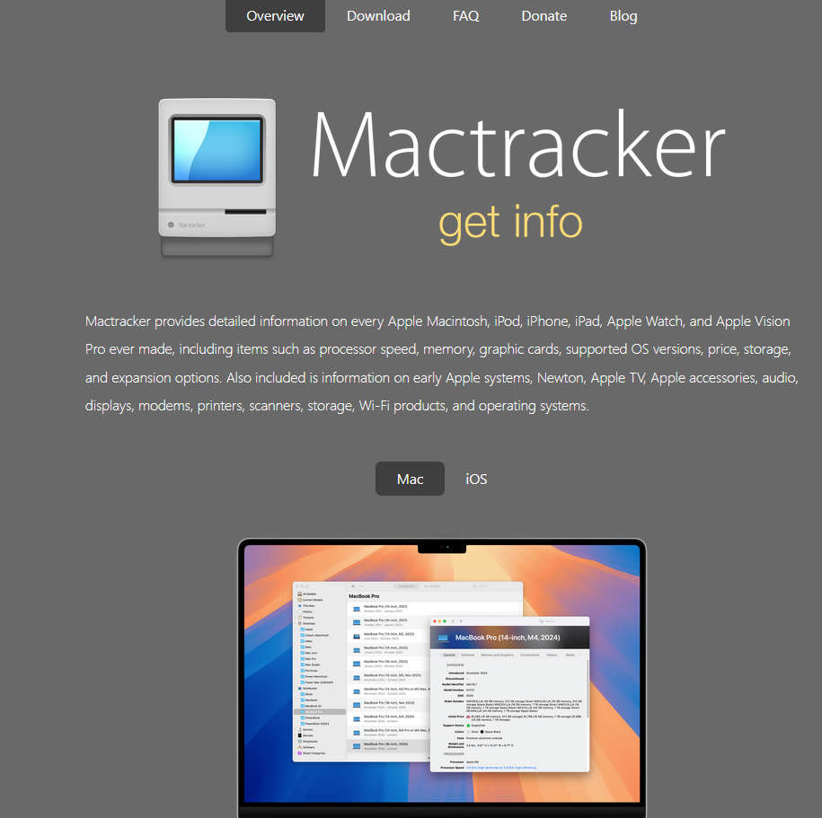 Mactracker，离线查询所有Apple软硬件产品信息，Apple 爱好者必备工具