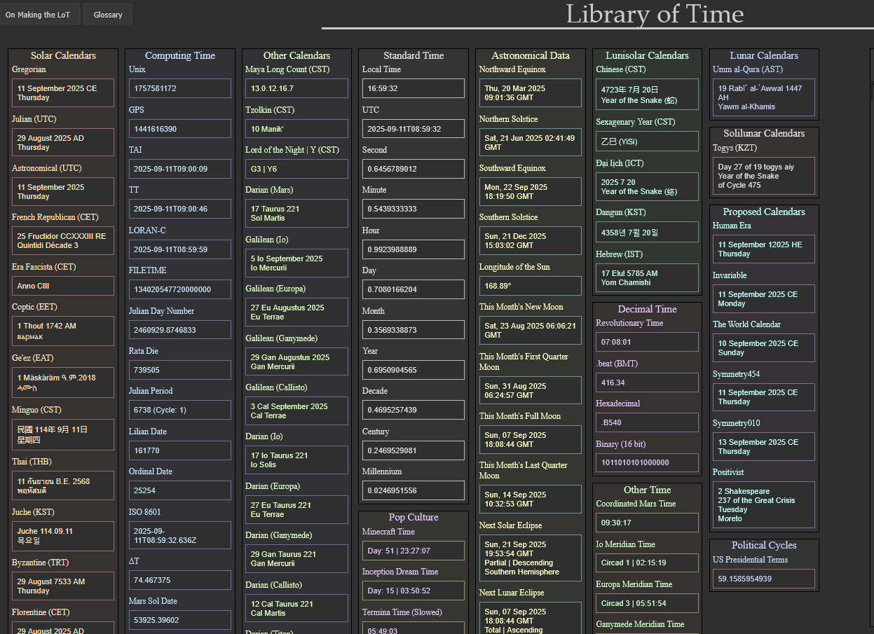 Library of Time，全球形形色色历法系统大荟萃