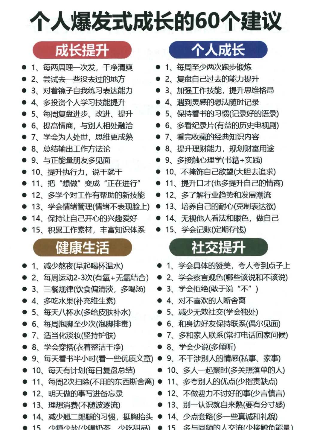 个人爆发式成长的60个建议