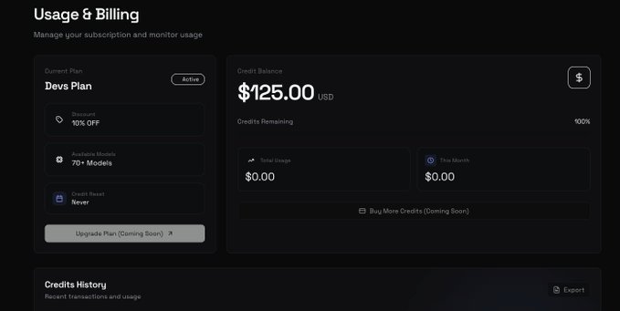 印度 AI API 站点，提供 39 个大模型，注册送125 美金