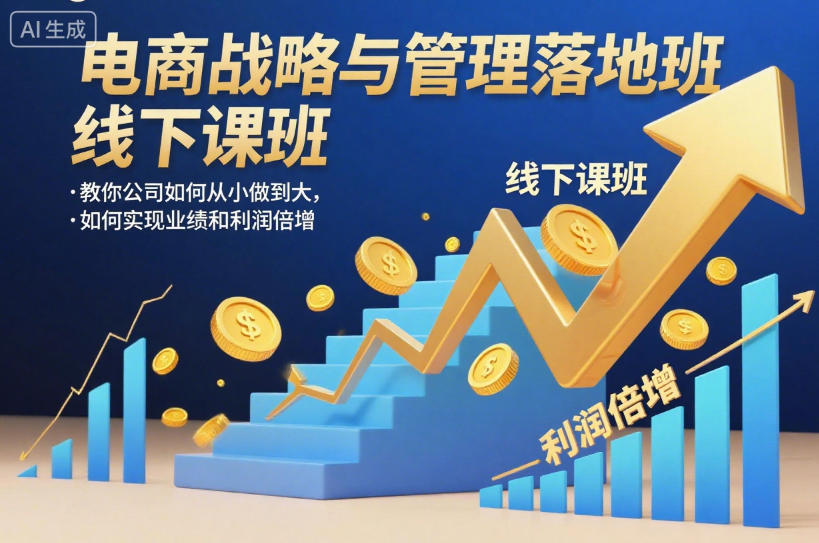 电商战略与管理落地班线下课，教你公司如何从小做到大，如何实现业绩和利润倍增