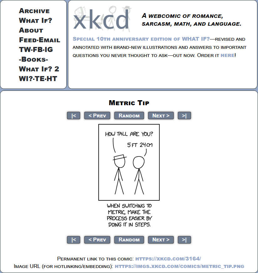 XKCD，深具“极客”精神的漫画网站，关于“浪漫、讽刺、数学与语言之漫画集”