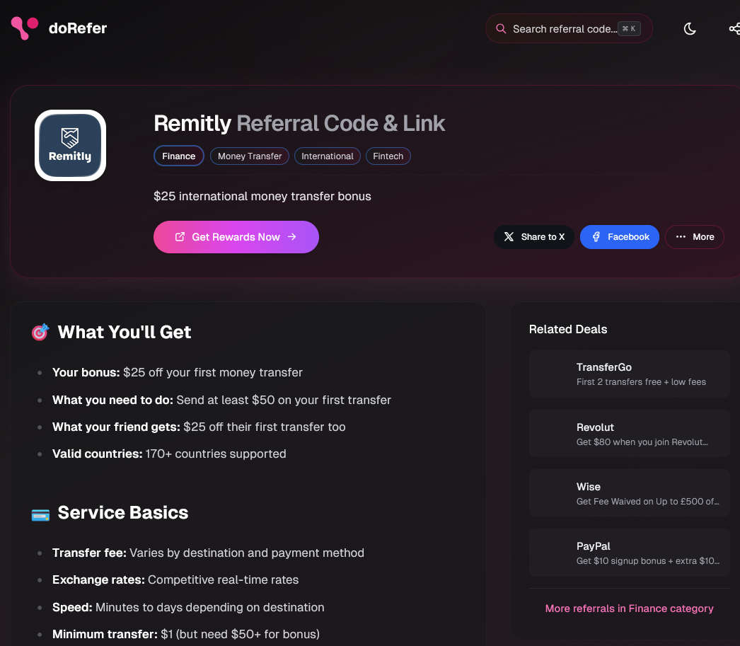 Wise + Remitly 自己给自己汇款拿 $25 美元
