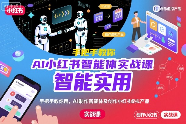 AI小红书智能体实战课，手把手教你用AI制作智能体及创作小红书虚拟产品，提效+内容商业化（