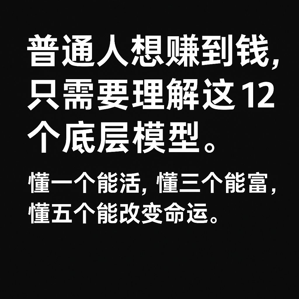 普通人想赚到钱，只需要理解这 12 个底层模型