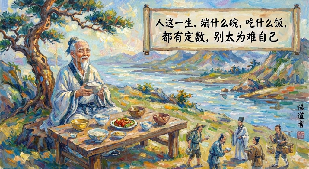 人这一生，端什么碗，吃什么饭，都有定数，别太为难自己