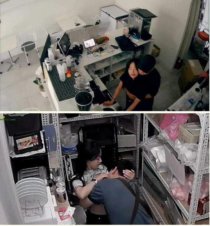 黑客破解某酒吧摄象头愉拍老板和兼职美女员工打佯在前台挑情躲进里面的库房啪啪