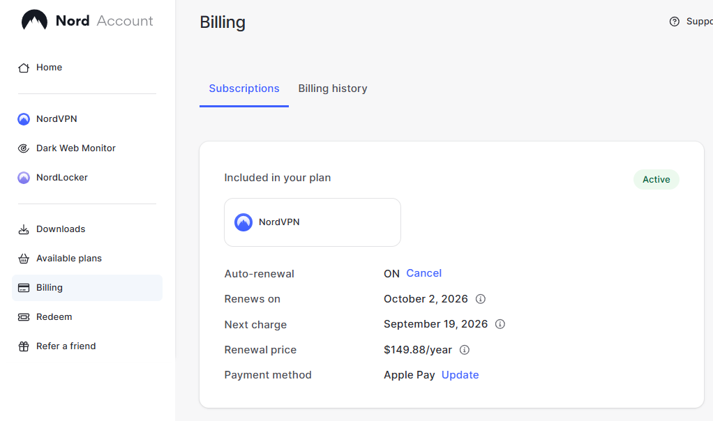 免费 NordVPN 高级帐户（共享访问）