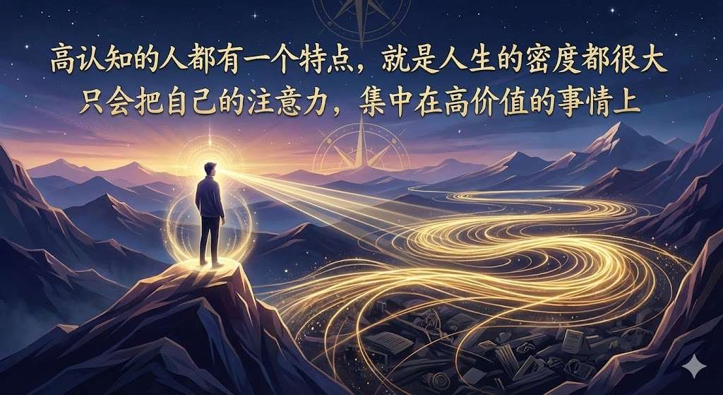高认知的人都有一个特点，就是人生的密度都很大，只会把自己的注意力，集中在高价值的事情上