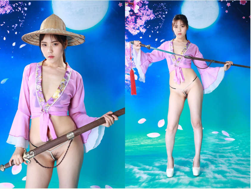 精品國模鑒賞-阿紫-城中村簡陋土味攝影棚,情趣美女俠客劍拔弩張304P