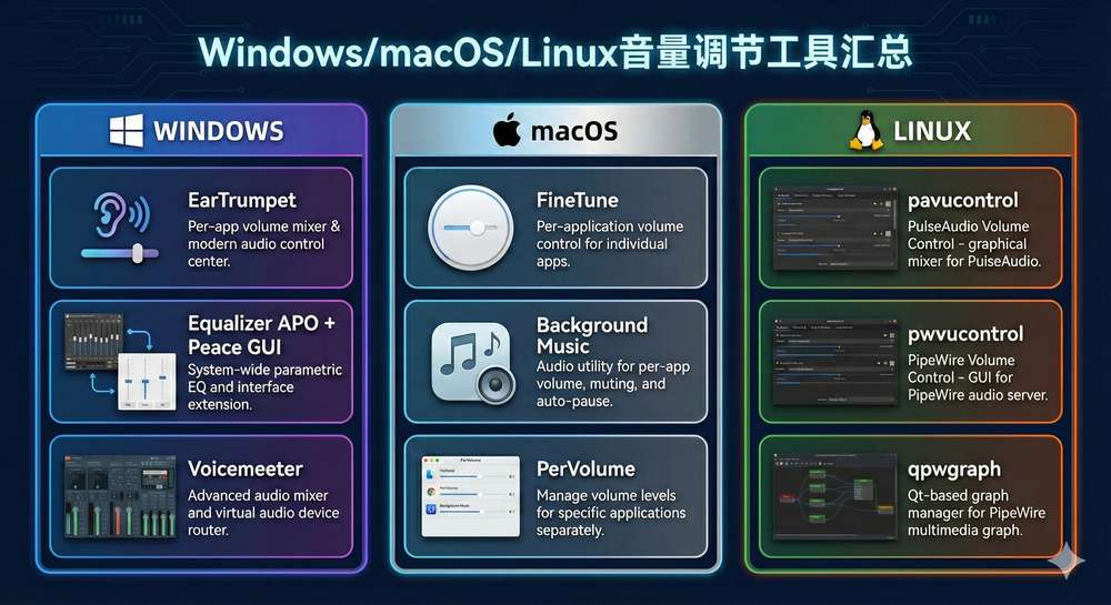 Window/macOS/Linux音量调节工具汇总