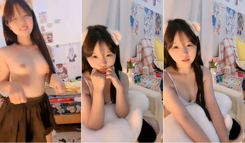 甜美00后二次元美少女,甜美娃娃聲,少女系內衣,笑起來露虎牙